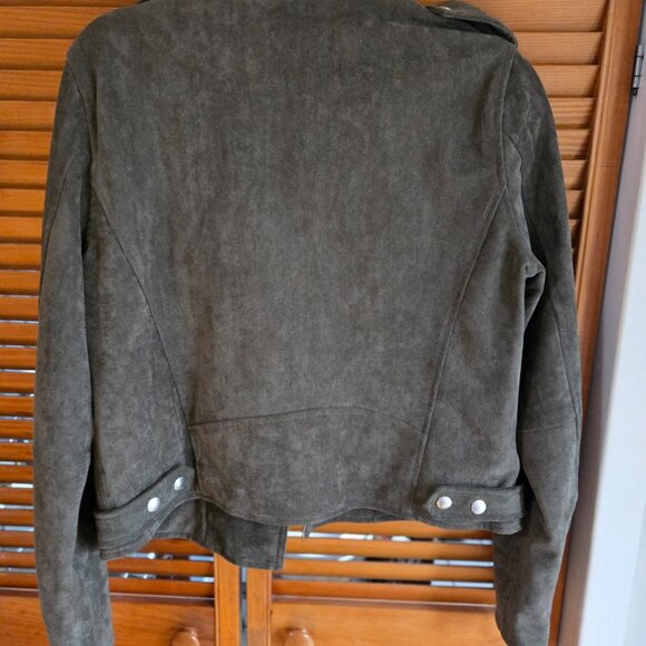 Anthropologie SUEDE OLIVE GREEN MOTO JACKET - Picture 2 of 5